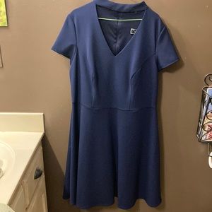 Nice Navy Polyester/Spandex Dress with Keyhole at Neck